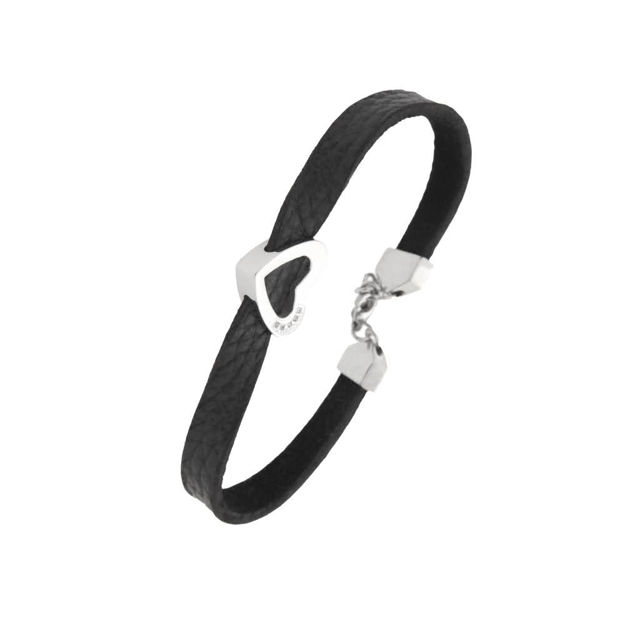 Stål armbånd svart med hjerte og carabin lås