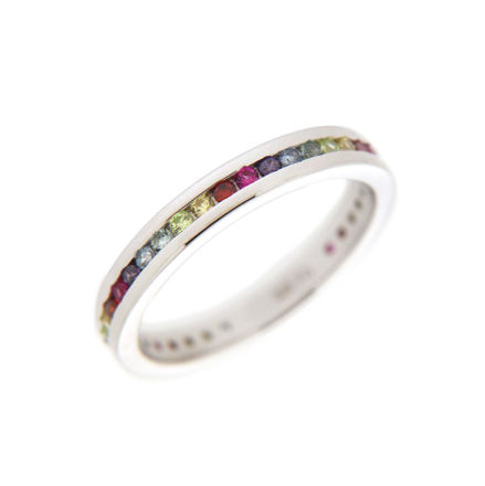 Ring rh sølv Rainbow m kant