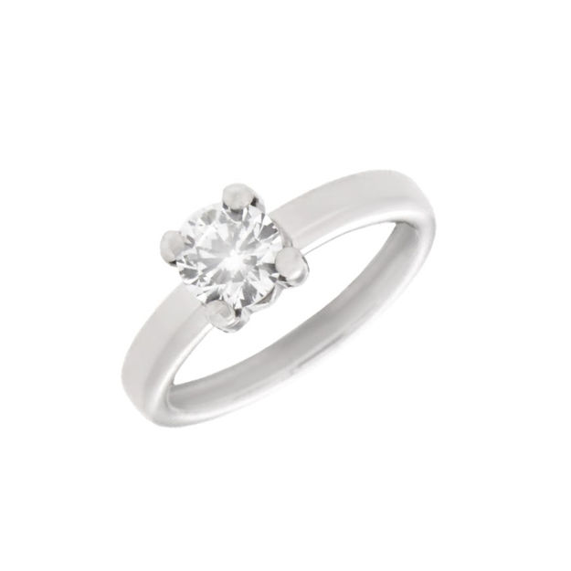 Hvitt gull ring medl 6mm Cubic Zirconia