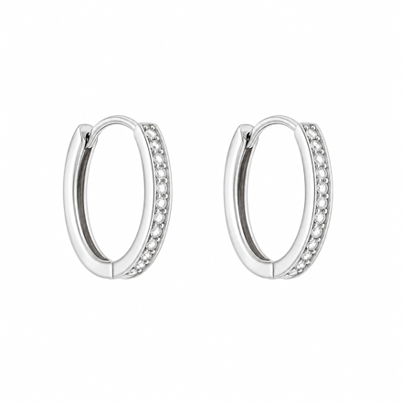 Øreringer rh sølv 18mm med CZ halve