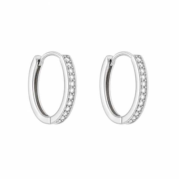 Øreringer rh sølv 18mm med CZ halve