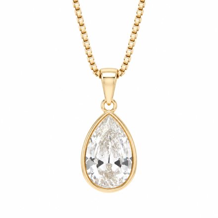 Gull halssmykke med Cubic Zirconia dråpe