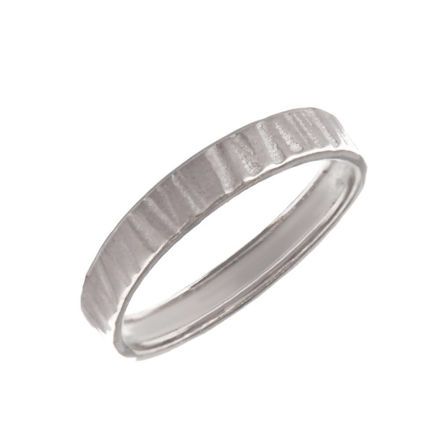 Sølv ring 3,5mm rhodinert med riller