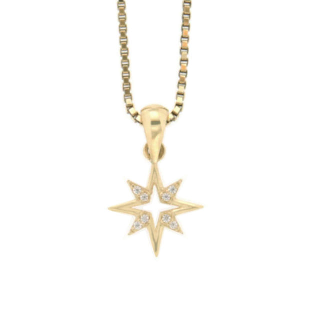 Gull halssmykke stjerne med Cubic Zirconia