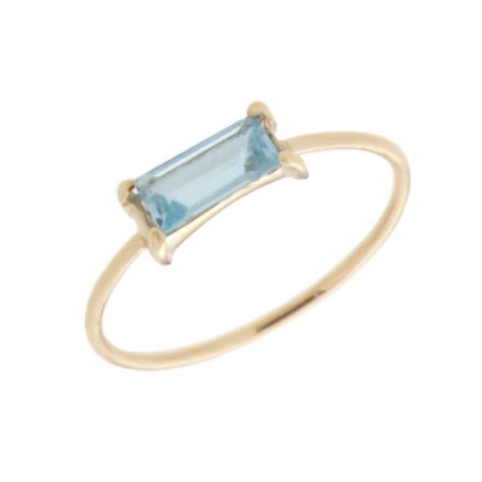 Gull ring med 3x7mm blå topas