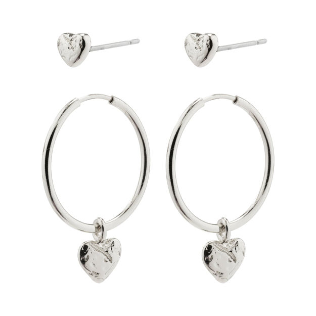 JAYLA heart pendant earrings 2-in-1 sett silver plated