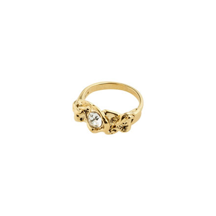 BELIEF organic shaped crystal ring gold plated,adjustable