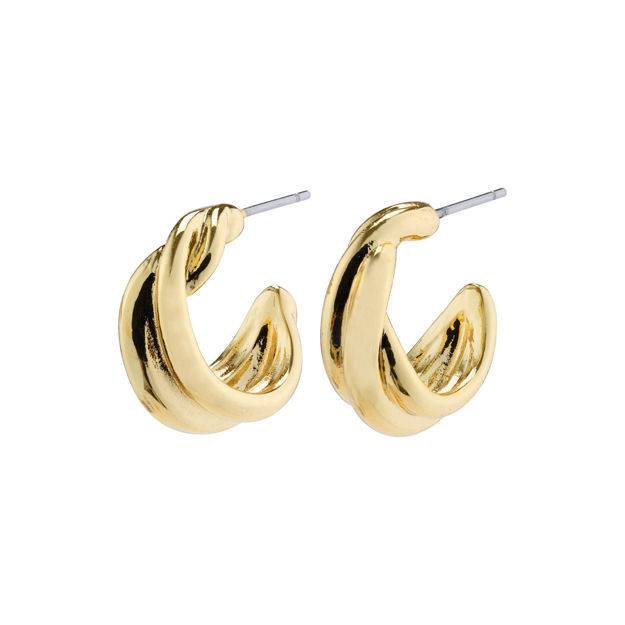 COURAGEOUS twirl  huggie hoop earrings gold plated
