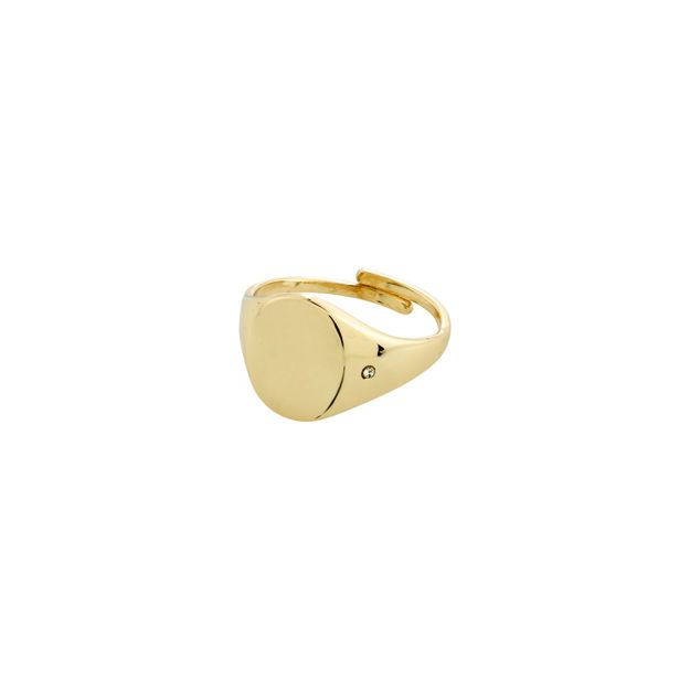 JULIETTA crystal signet ring gold plated,adjustable