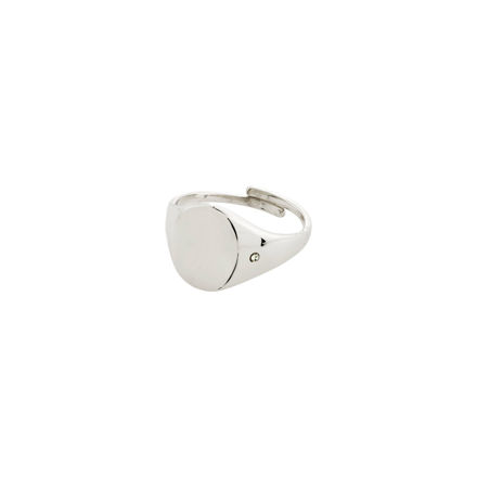 JULIETTA crystal signet ring silver plated,adjustable