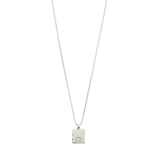THANKFUL square pendant necklace silver plated,40+9 cm 