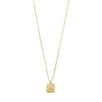 THANKFUL square pendant necklace gold plated,40+9 cm