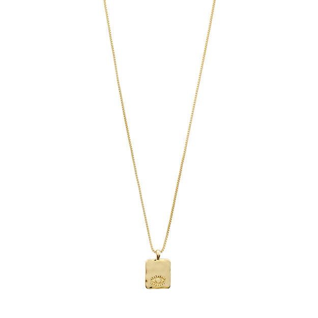THANKFUL square pendant necklace gold plated,40+9 cm