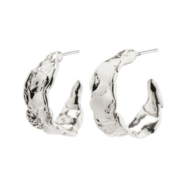 ELARA organic shaped hoop earrings silver plated