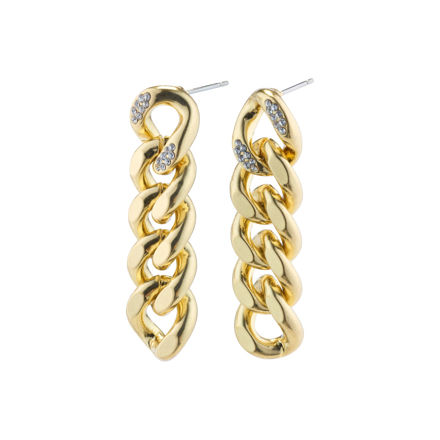 CECILIA crystal curb chain earrings gold plated