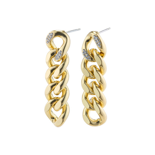 CECILIA crystal curb chain earrings gold plated