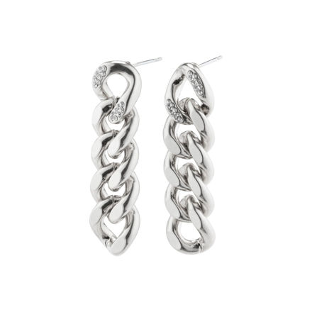 CECILIA crystal curb chain earrings silver plated