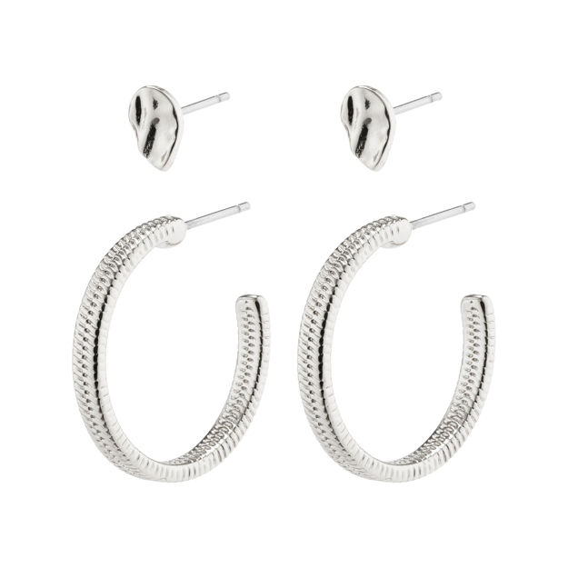 OPTIMISM  2-in-1 snake chain hoops and studs silver plated