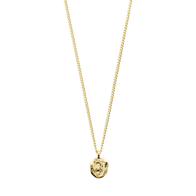 JOLA crystal coin necklace gold plated,40+9 cm