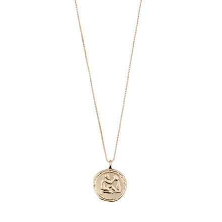 AQUARIUS Zodiac Sign Coin Necklace,gold plated