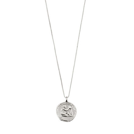 AQUARIUS Zodiac Sign Coin Necklace,silver plated