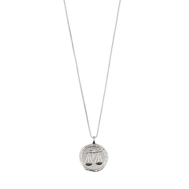 LIBRA Zodiac Sign Coin Necklace,silver plated