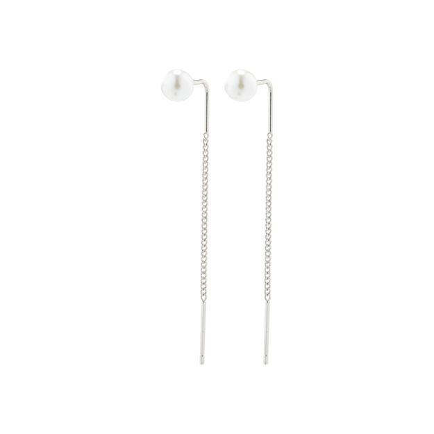 ELBA long chain pearl earrings silver plated