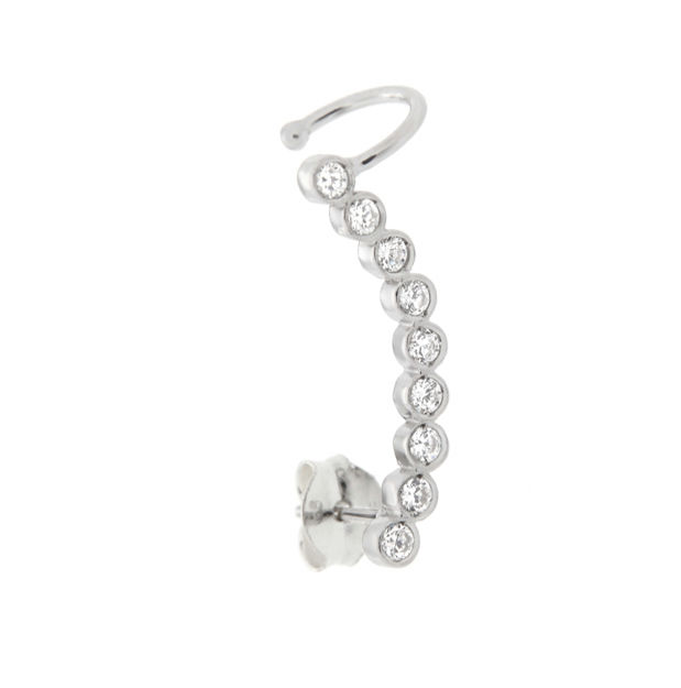 ØREPYNT SØLV 9CZ PÅ RAD I BUE,M/ØRECUFF