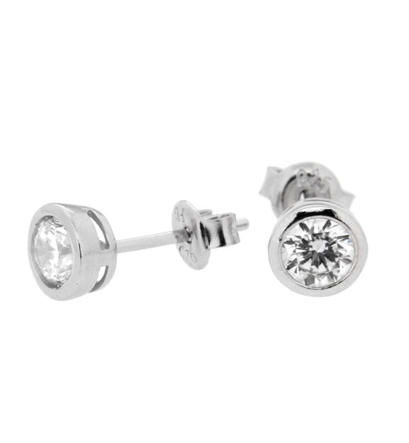 ØREPYNT RH.SØLV 5MM M/KANT ZIRCON