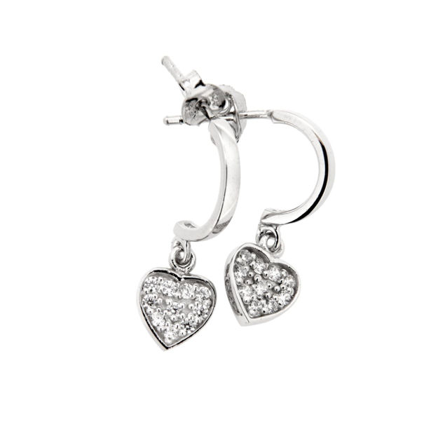 ØRECREOL SØLV CZ HJERTE I ENDEN