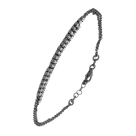 ARMLENKE SØLV 2R RUTHENIUM ZIRCON 18+2CM