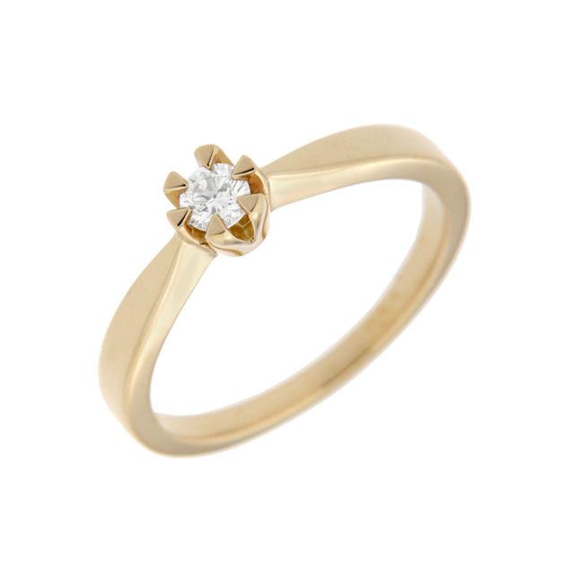 Gull ring med diamant 0,15ct TW/SI