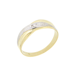 Gull ring tofarget med diamant 005ct WSI