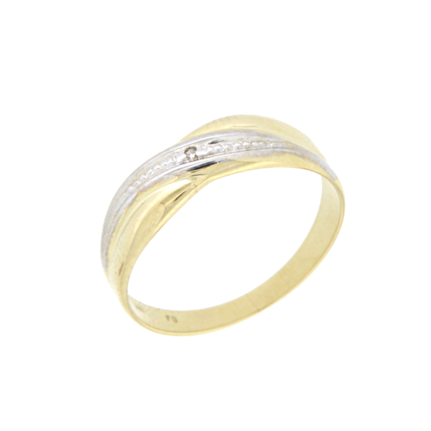 Gull ring tofarget med diamant 005ct WSI