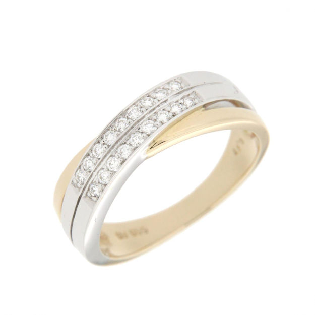 Gull ring tofarget med diamant 0,18ct TW/SI