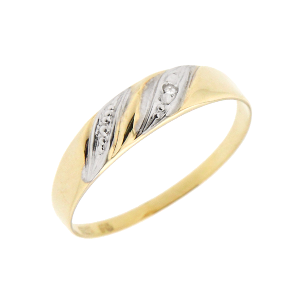 Gull ring tofarget med diamant 0,005ct WSI