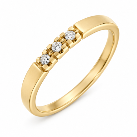 Gull allianse ring med diamant 3 x 0,03ct TW/SI