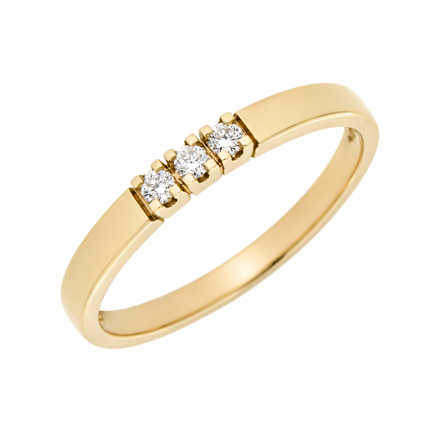 Gull allianse ring med diamant 3 x 0,03ct TW/SI  