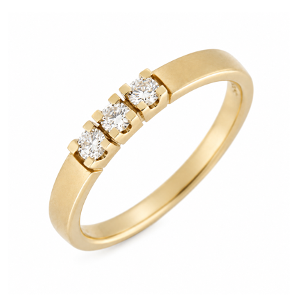 Gull allianse ring med diamant 3 x 0,05ct TW/SI