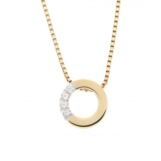 Gull halssmykke sirkel med diamanter 0,036ct Tcr/P1