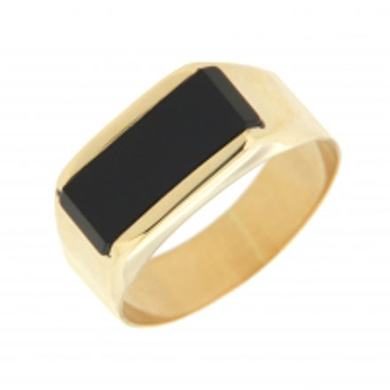 Gull ring med onyx plate 16x6 mm