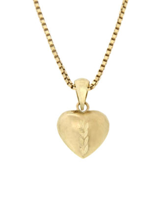 Gull hjerte smykke 10 mm matt/glatt