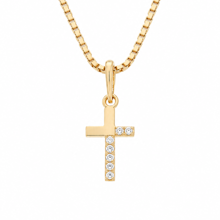 Gull kors med Cubic Zirconia 11mm
