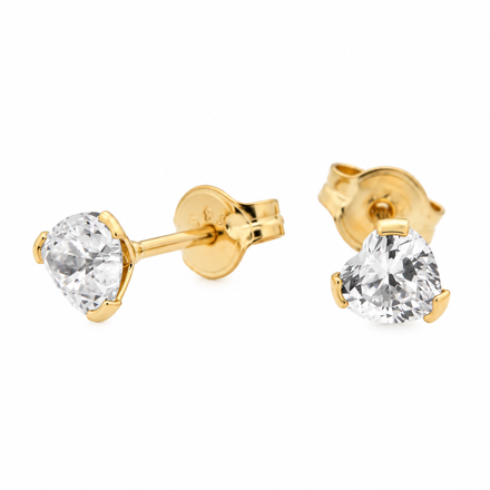Gull øredobber 4mm zircon hjerte