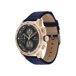 Bilde av Tommy Hilfiger herreur Trent 46mm 50M stål/rosè med blå skinnreim