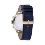 Bilde av Tommy Hilfiger herreur Trent 46mm 50M stål/rosè med blå skinnreim