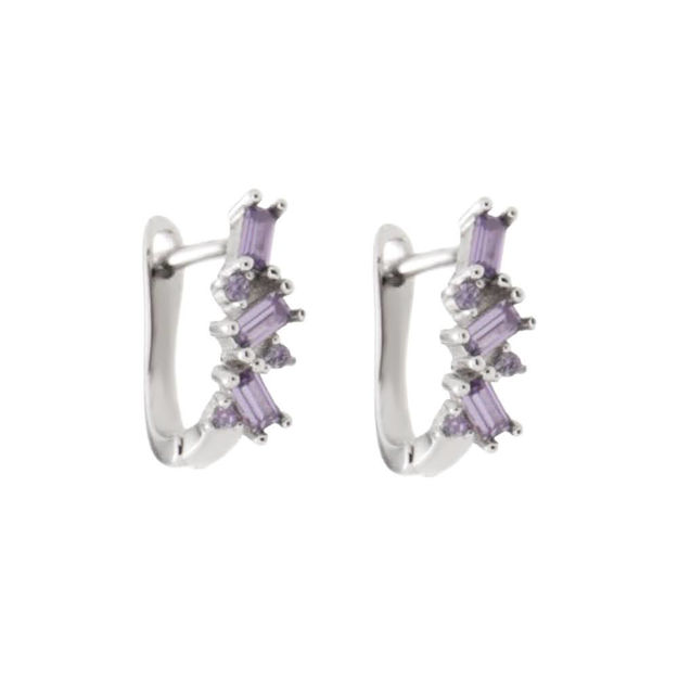 Ørering rh sølv 11mm med lavendel CZ