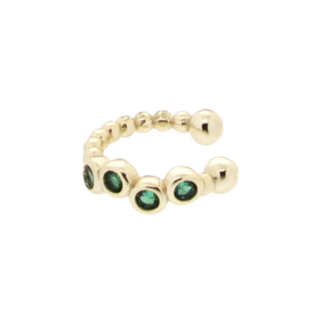 Ørecuff fg sølv 12mm med grønne CZ