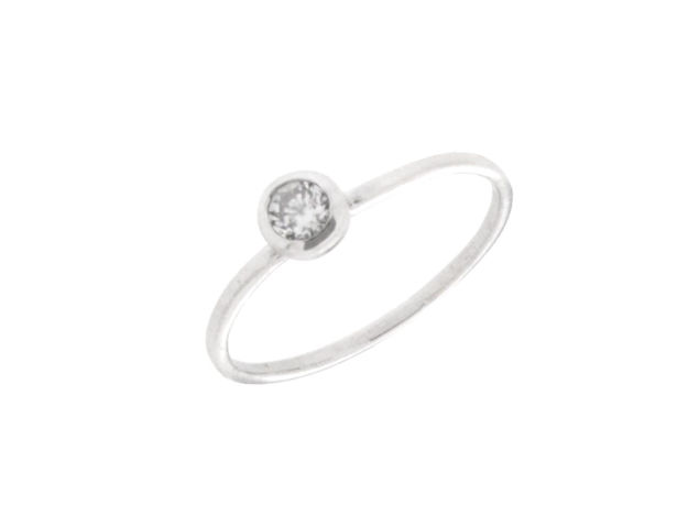 Sølv ring 3,5mm zircon med kant