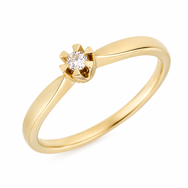Gull ring med diamant 0,05ct TW/SI